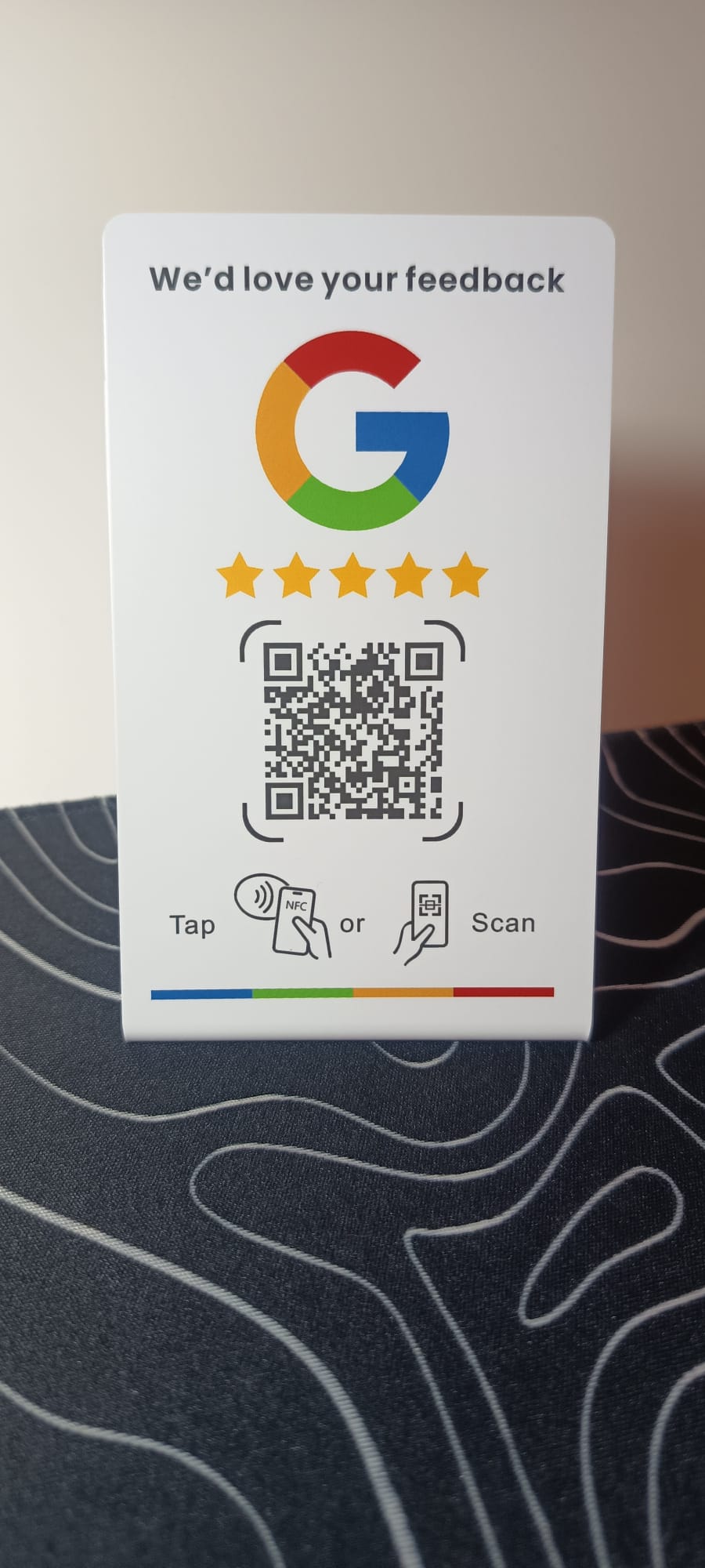 Tarjeta NFC ReDeals blanca para reseñas de Google